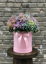 Цветочная композиция из Гипсофила и Розы в шляпной коробке #REPLACE_PRED# Деденево