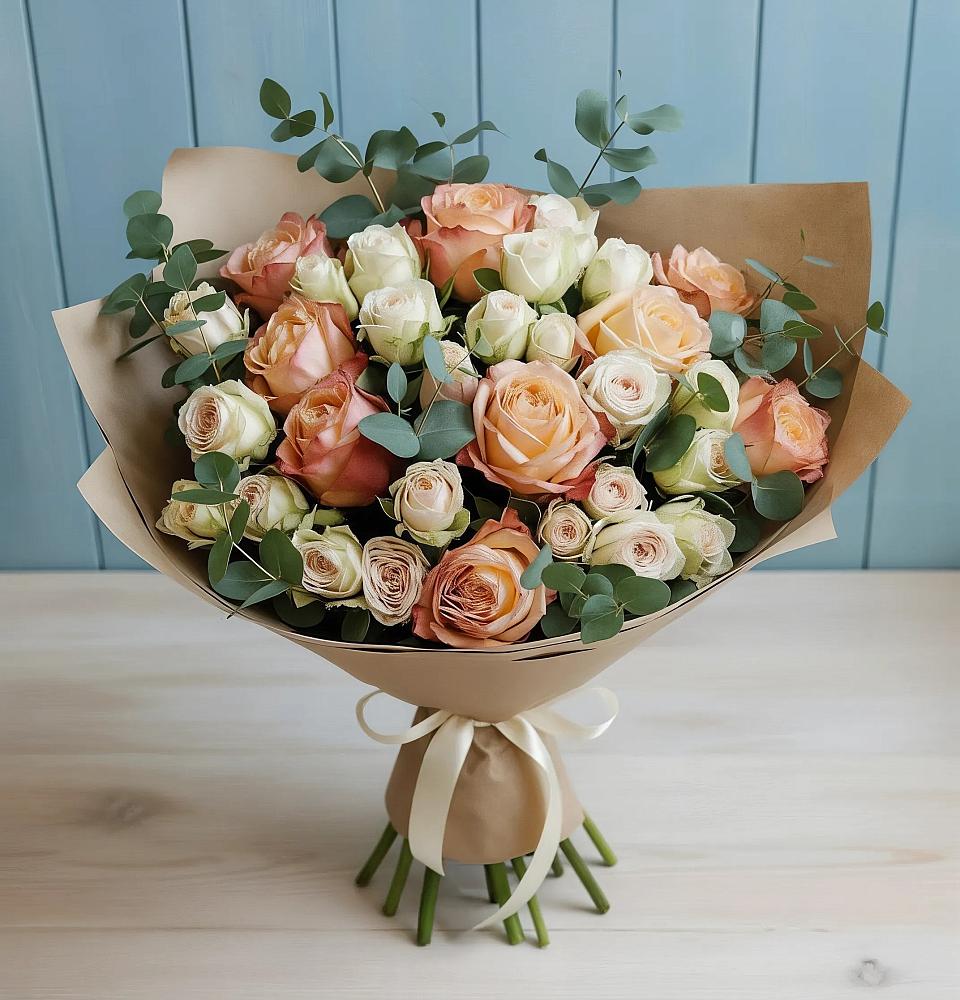 Букет цветов из: Альстромерии и Розы в Деденево