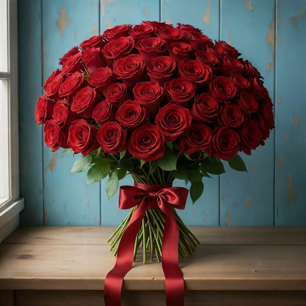 Букет Красные розы Блэк Меджик в Деденево