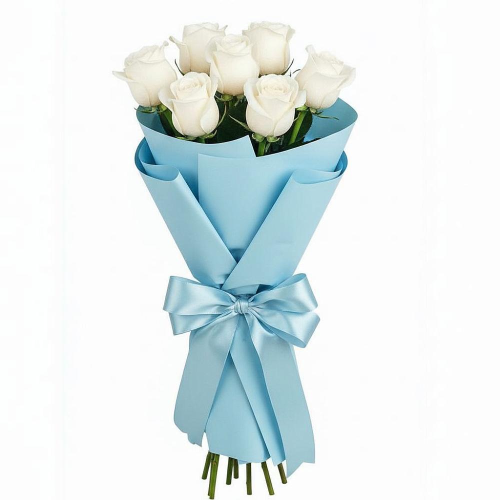 Букет 7 белых роз Проуд в Деденево