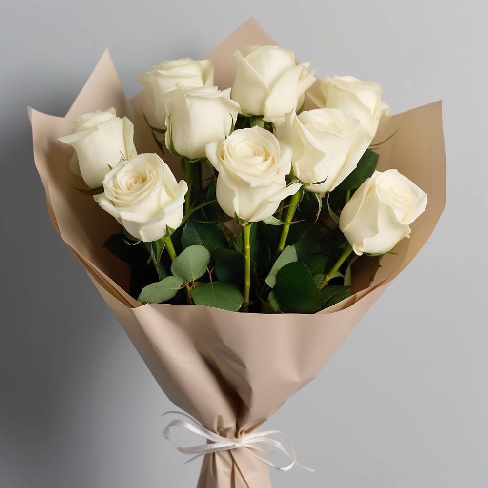 Букет 9 Белых роз Эдлесс Лав в Деденево