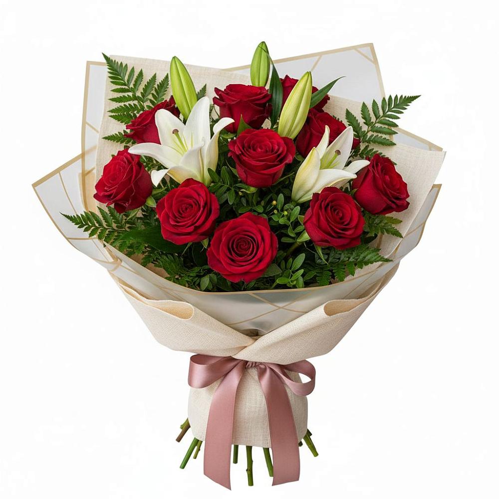 Букет цветов из: Лилии и Розы в Деденево