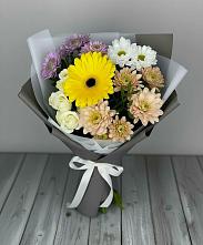 Букет цветов из:  Розы, Герберы и Хризантемы в Деденево