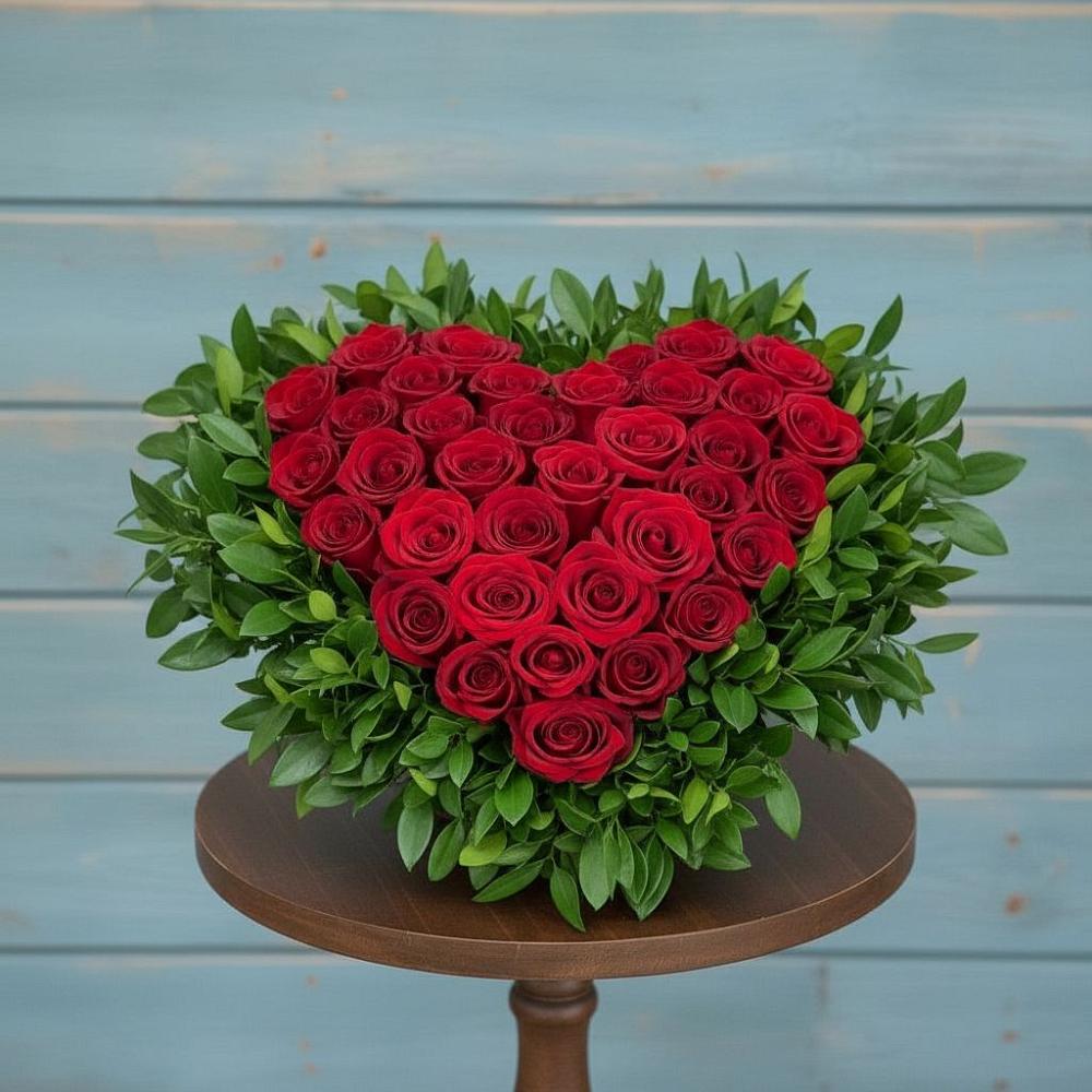 Цветочная композиция из Розы в виде сердца в Деденево