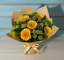 Букет цветов из:  Герберы и Хризантемы в Деденево