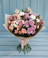 Букет цветов из:  Хризантемы, Розы и Альстромерии в Деденево