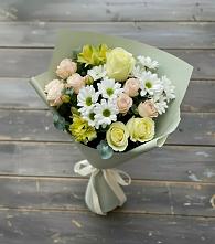 Букет цветов из:  Альстромерии, Розы и Хризантемы в Деденево