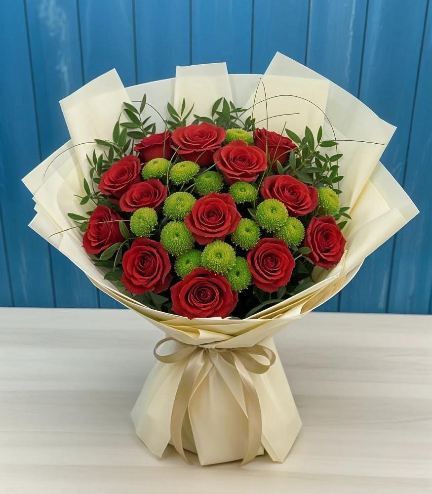 Букет цветов из: Розы и Хризантемы в Деденево